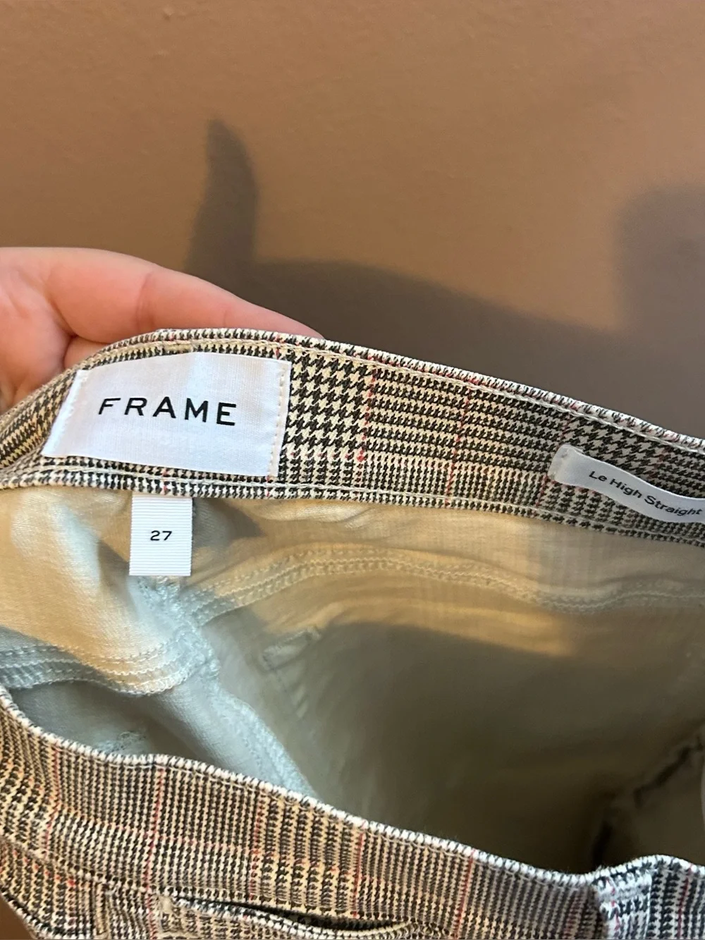 FRAME Le High Straight Plaid Pant Trousers Jeans Cropped Size 27